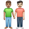Men Holding Hands: Medium Skin Tone, Light Skin Tone Emoji 👨🏽‍🤝‍👨🏻 image - WhatsApp style