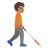 Person With White Cane Facing Right: Medium Skin Tone