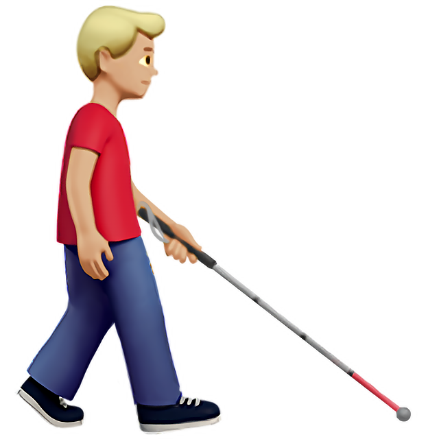 Man With White Cane Facing Right: Medium-Light Skin Tone