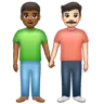 Men Holding Hands: Medium-Dark Skin Tone, Light Skin Tone Emoji 👨🏾‍🤝‍👨🏻 image - WhatsApp style