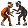 People Wrestling: Medium-Dark Skin Tone, Dark Skin Tone Emoji 🧑🏾‍🫯‍🧑🏿 image - Apple style