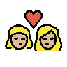 Kiss: Woman, Woman, Medium-Light Skin Tone Emoji 👩🏼‍❤️‍💋‍👩🏼 image - OpenMoji style