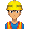 Man Construction Worker: Medium Skin Tone Emoji 👷🏽‍♂️ image - Emojidex style