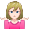 Woman Shrugging: Light Skin Tone Emoji 🤷🏻‍♀️ image - Emojidex style