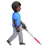 Man With White Cane Facing Right: Dark Skin Tone Emoji 👨🏿‍🦯‍➡️ image - Samsung style