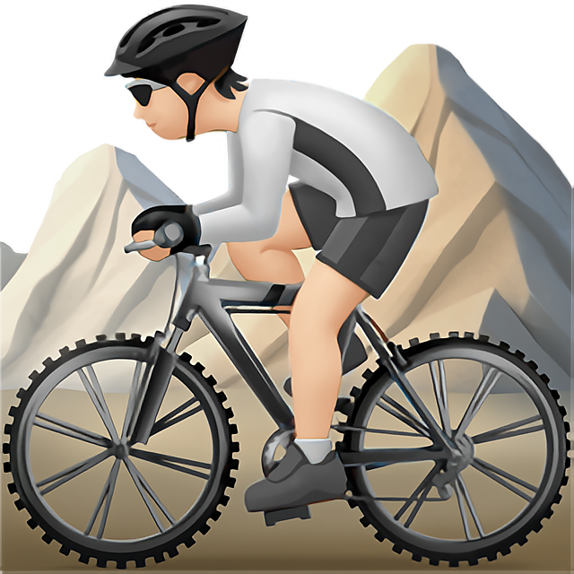Person Mountain Biking: Light Skin Tone