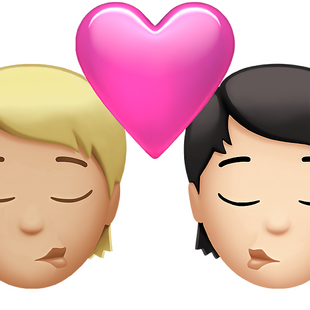 Kiss: Person, Person, Medium-Light Skin Tone, Light Skin Tone