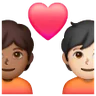 Couple With Heart: Person, Person, Medium-Dark Skin Tone, Light Skin Tone Emoji 🧑🏾‍❤️‍🧑🏻 image - Samsung style