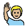 Man Raising Hand: Medium-Light Skin Tone Emoji 🙋🏼‍♂️ image - OpenMoji style