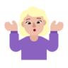 Woman Shrugging: Medium-Light Skin Tone Emoji 🤷🏼‍♀️ image - Microsoft Classic 2D style