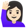 Woman Raising Hand: Light Skin Tone Emoji 🙋🏻‍♀️ image - Google Noto Color style