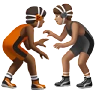 People Wrestling: Medium-Dark Skin Tone, Medium Skin Tone Emoji 🧑🏾‍🫯‍🧑🏽 image - Apple style