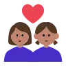 Couple With Heart: Woman, Woman, Medium Skin Tone Emoji 👩🏽‍❤️‍👩🏽 image - Tossface style