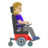 Woman In Motorized Wheelchair Facing Right: Medium-Light Skin Tone Emoji 👩🏼‍🦼‍➡️ image - Google Noto Color style