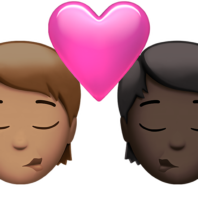 Kiss: Person, Person, Medium Skin Tone, Dark Skin Tone