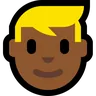 Person: Medium-Dark Skin Tone, Blond Hair Emoji 👱🏾 image - Microsoft Windows 10 Segoe UI Emoji style