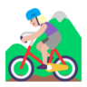 Woman Mountain Biking: Medium-Light Skin Tone Emoji 🚵🏼‍♀️ image - Microsoft Classic 2D style