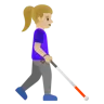 Woman With White Cane Facing Right: Medium-Light Skin Tone Emoji 👩🏼‍🦯‍➡️ image - Google Noto Color style