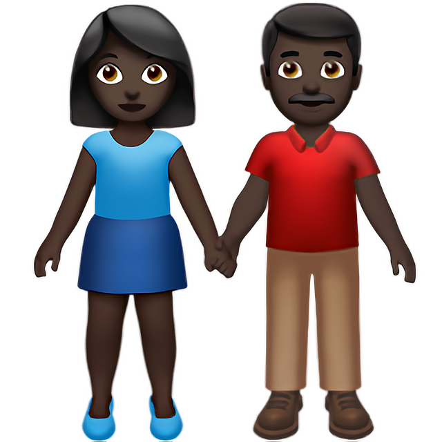 Woman And Man Holding Hands: Dark Skin Tone