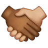 Handshake: Medium-Dark Skin Tone, Medium-Light Skin Tone Emoji 🫱🏾‍🫲🏼 image - WhatsApp style
