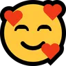 Lächelndes Gesicht mit lächelnden Augen und drei Herzen Emoji 🥰 image - Microsoft Windows 10 Segoe UI Emoji style