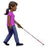 Woman With White Cane Facing Right: Medium-Dark Skin Tone Emoji 👩🏾‍🦯‍➡️ image - Apple style