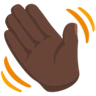 Waving Hand: Dark Skin Tone Emoji 👋🏿 image - Facebook Messenger (2016) style