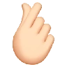 Hand With Index Finger And Thumb Crossed: Light Skin Tone Emoji 🫰🏻 image - Apple style