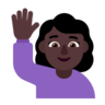 Woman Raising Hand: Dark Skin Tone Emoji 🙋🏿‍♀️ image - Microsoft Classic 2D style