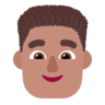 Man: Medium Skin Tone, Curly Hair Emoji 👨🏽‍🦱 image - Microsoft Classic 2D style