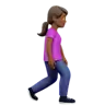 Woman Walking Facing Right: Medium-Dark Skin Tone Emoji 🚶🏾‍♀️‍➡️ image - Apple style