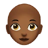 Woman: Medium-Dark Skin Tone, Bald Emoji 👩🏾‍🦲 image - Apple style