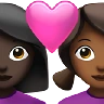 Couple With Heart: Woman, Woman, Dark Skin Tone, Medium-Dark Skin Tone Emoji 👩🏿‍❤️‍👩🏾 image - Apple style