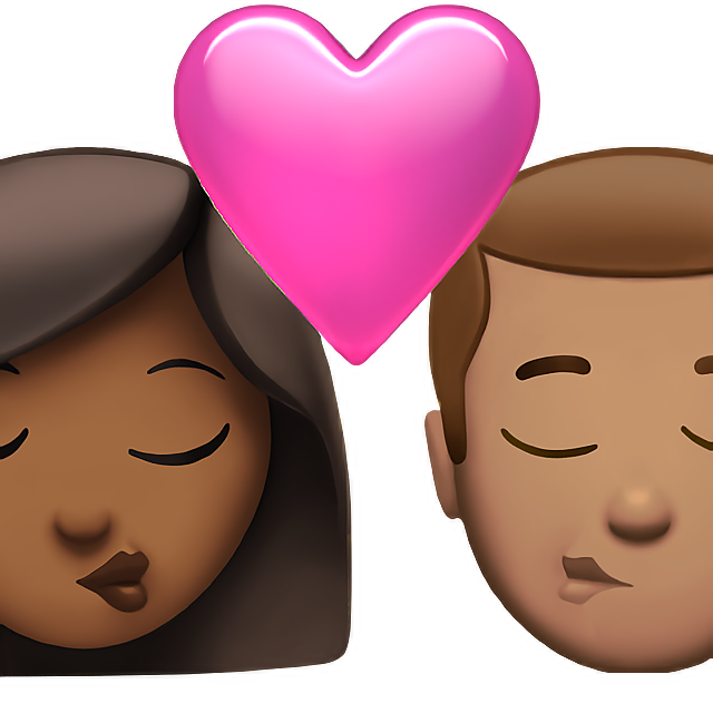 Kiss: Woman, Man, Medium-Dark Skin Tone, Medium Skin Tone