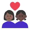 Couple With Heart: Woman, Woman, Medium-Dark Skin Tone, Dark Skin Tone Emoji 👩🏾‍❤️‍👩🏿 image - Tossface style