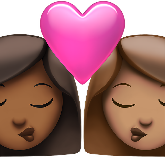 Kiss: Woman, Woman, Medium-Dark Skin Tone, Medium Skin Tone
