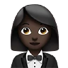 Woman In Tuxedo: Dark Skin Tone Emoji 🤵🏿‍♀️ image - Apple style