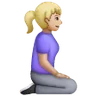 Woman Kneeling Facing Right: Medium-Light Skin Tone Emoji 🧎🏼‍♀️‍➡️ image - Samsung style