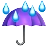 Parasol z kroplami deszczu