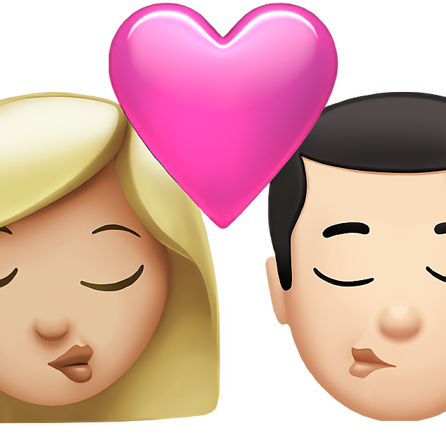 Kiss: Woman, Man, Medium-Light Skin Tone, Light Skin Tone