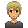 Person: Medium Skin Tone, Blond Hair Emoji 👱🏽 image - Emojidex style