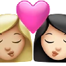 Kiss: Woman, Woman, Medium-Light Skin Tone, Light Skin Tone Emoji 👩🏼‍❤️‍💋‍👩🏻 image - Apple style