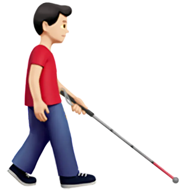 Man With White Cane Facing Right: Light Skin Tone