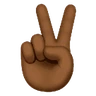 Victory Hand: Medium-Dark Skin Tone Emoji ✌🏾 image - Huawei Harmony OS style