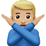 Man Gesturing No: Medium-Light Skin Tone Emoji 🙅🏼‍♂️ image - Apple style