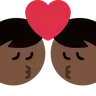 Kiss: Man, Man, Dark Skin Tone Emoji 👨🏿‍❤️‍💋‍👨🏿 image - Twitter / X (Twemoji) style