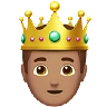 Prince: Medium Skin Tone Emoji 🤴🏽 image - Apple style