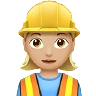 Woman Construction Worker: Medium-Light Skin Tone Emoji 👷🏼‍♀️ image - Apple style
