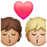 Kiss: Person, Person, Medium Skin Tone, Medium-Light Skin Tone Emoji 🧑🏽‍❤️‍💋‍🧑🏼 image - Samsung style