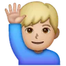 Man Raising Hand: Medium-Light Skin Tone Emoji 🙋🏼‍♂️ image - Samsung style